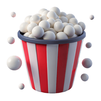 3D Rendered Popcorn Bucket with Scattered Kernels png