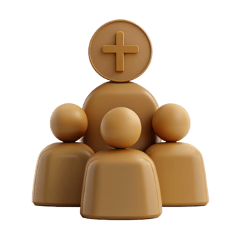 Group of People with a Plus Sign Icon on Top png
