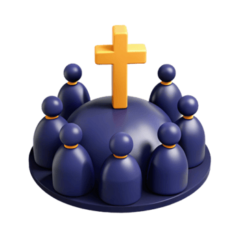 3D Illustration of a Group of People Surrounding a Cross png