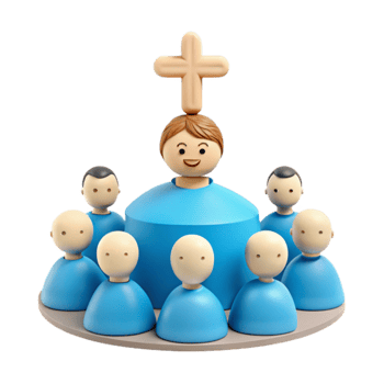 Unity and Faith A Group Gathers Under the Symbol of Belief for Spiritual Guidance png