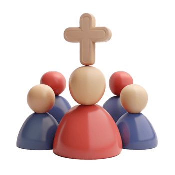 Group of People with a Cross Symbol Above Them png