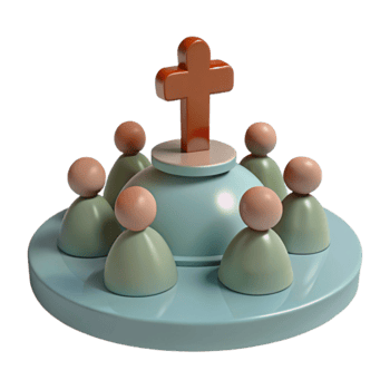 Cross Symbol and Group of People Around It png