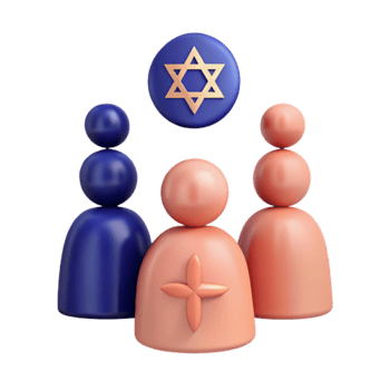Interfaith Community, Religious Symbolism, Diversity, Tolerance, Acceptance, Inclusion, Star of David, Cross, Faith, Belief, Unity png