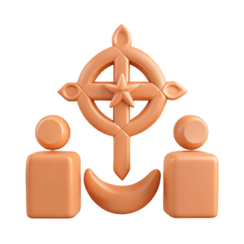 3D Rendered Symbol of Unity with Cross, Star, and Crescent Moon png