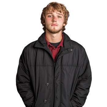 Portrait of a young man wearing a black jacket on a transparent background png