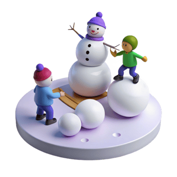 Winter Fun with a Snowman and Friends png