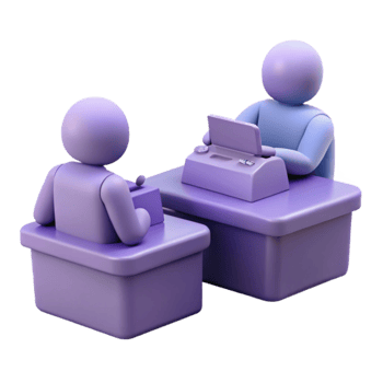 3D Illustration of Two People Sitting at Desks png
