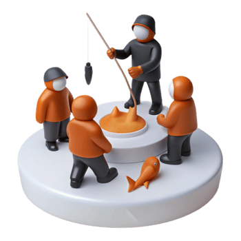 3D Illustration of People Fishing on Ice png