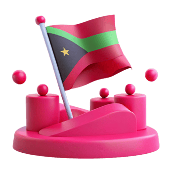 3D Render of a Flag Waving on a Pink Platform png