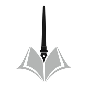 Ink pen and open book graphic design vector