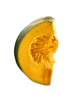 Top view of fresh green japanese pumpkin slice or piece isolated with clipping path in file format png