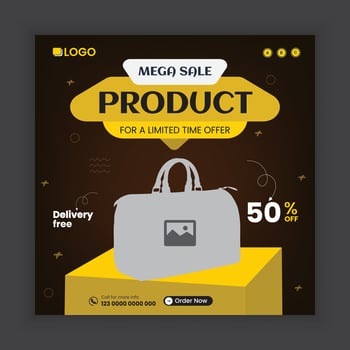 Elegant Bag Sale Social Media Post web Template, mega sale offer banner vector