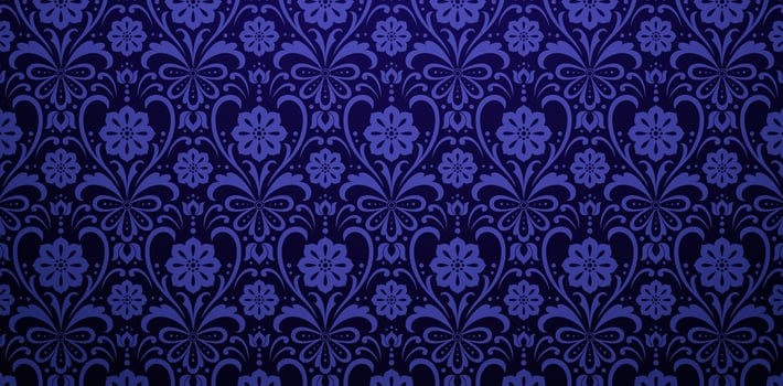 flower damask seamless pattern dark blue colors background. Elegant luxury texture for wallpapers, backgrounds and page fill, surface textures, books covers, fabrics printing, wraps papers, tiles deco vector