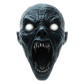 Demonic banshee with wide open mouth and eerie expression isolated png