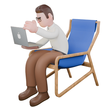 Male Sociologist 3D Model. A male sociologist sits on a lounge chair while holding a laptop in his right hand. Male Professional png