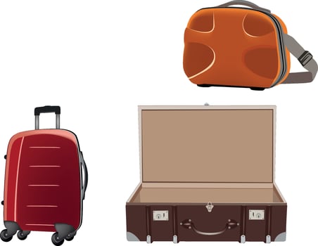 Various types of luggage and suitcases vector