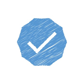 Blue verification scribble hand drawn design. illustration vector
