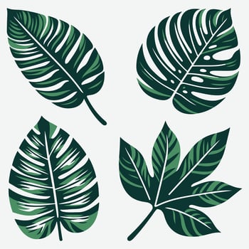 Unique Bold Clip Art of Tropical Leaves for Stylish Backgrounds vector