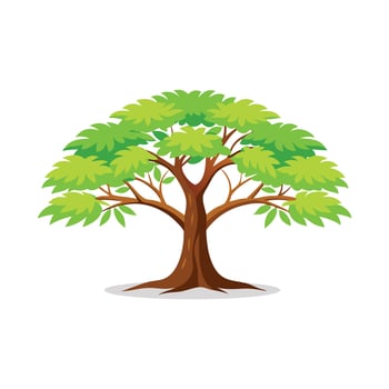 Sassafras Locust tree isolated flat illustration on white background vector