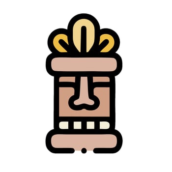 A cartoon tiki head with a crown on it vector