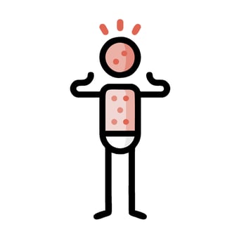 A stick figure with a red dot on his head vector