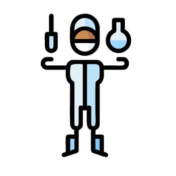 A man in a lab coat holding a test tube vector