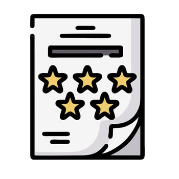 A five star rating icon on a piece of paper vector