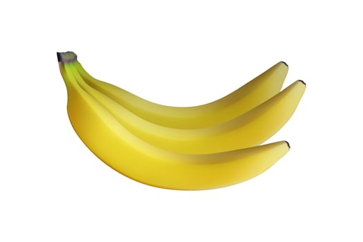 3D yellow banana bunch. Vegetarian food. vector