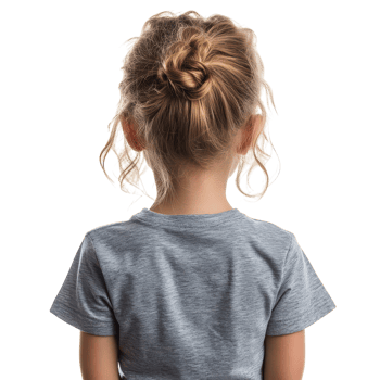Little girl with a bun hairstyle on a bright background png