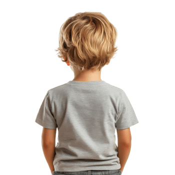 Young child with curly hair standing against a white background png