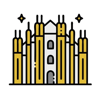 A church with a tower and a star on it vector