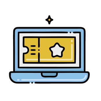 A laptop with a star on it and a star on the screen vector