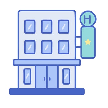 Hotel building icon illustration vector