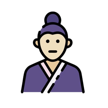 A person in a purple robe with a black hat vector