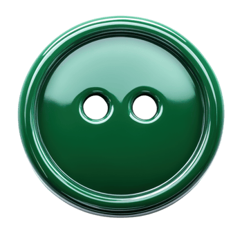 Shiny green button with two holes on a smooth surface png
