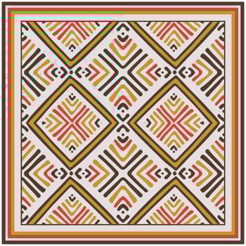 Geometric Abstract Square Scarf. Geometric Pattern in Bohemian Style. Hand Drawn Artwork with Colorful Shape. Minimalist Print. vector