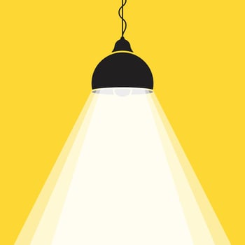 Lamp spotlight icon in flat style. Spotlight illustration on isolated background. Light bulb sign business concept. vector