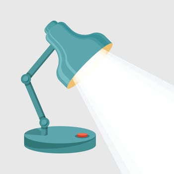 Desk lamp icon in flat style. Spotlight illustration on isolated background. Light bulb sign business concept. vector