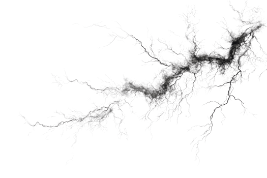Abstract black ink smoke swirling in a flowing, intricate pattern creating a mesmerizing and artistic visual effect on a transparent background. png