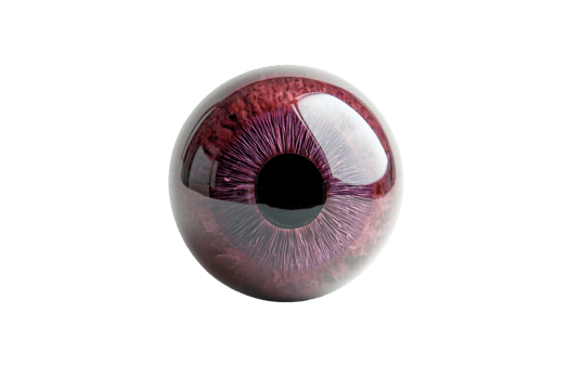 Close-up of a human eye with striking purple iris. Detailed and intriguing visual of eye anatomy, highlighting the intricate color and structure. png
