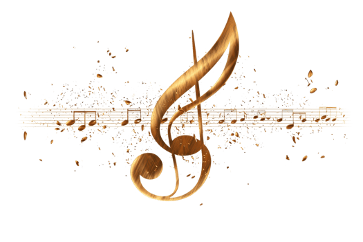 Elegant golden treble clef symbol with sparkles, perfect for music-themed designs, invitations, and artistic backgrounds. png