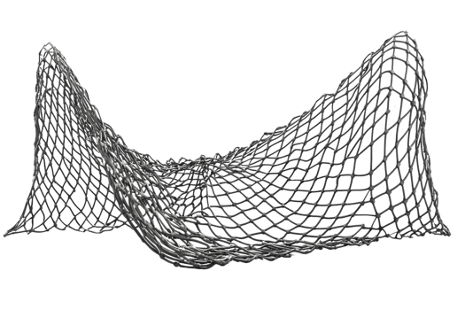 Close-up of a fishing net, showcasing the intricate weave of the mesh. Ideal for maritime, fishing, and nautical-themed projects. png