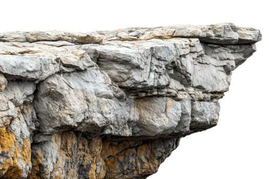 Close-up of a rugged cliff edge showcasing textured rock formations and natural geological patterns. png