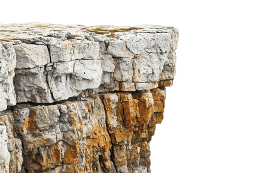 Close-up of a rugged rock formation with detailed texture, showcasing layers of geological strata and natural beauty. png