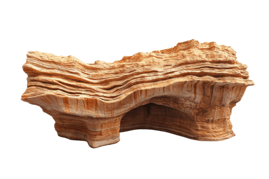Close-up of a unique, multi-layered sandstone formation, showcasing intricate natural patterns, colors, and textures. png