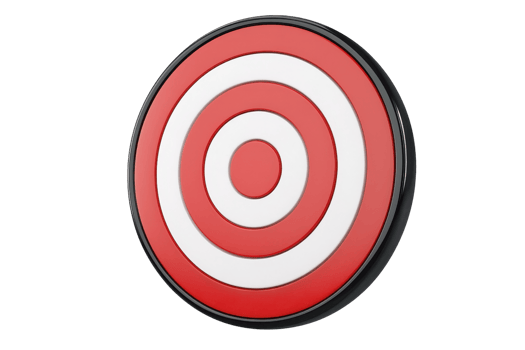 Red and white bullseye target isolated on a transparent background. Perfect symbol for precision, focus, and aiming at goals. png