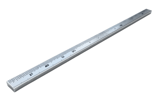 Silver metal ruler with both metric and imperial measurements, isolated on a transparent background. displaying precise measurements for accuracy. png