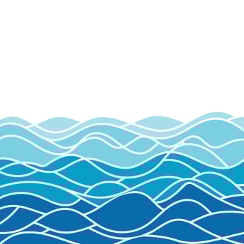 Illustration of wavy blue sea surface flat design vector