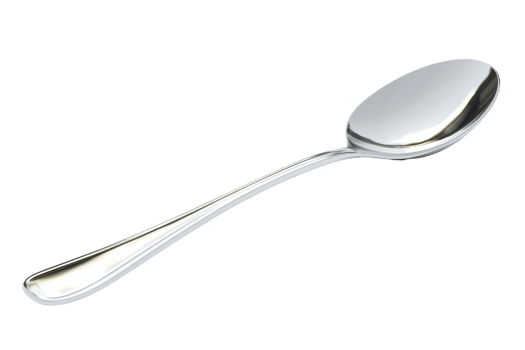 Close-Up of a polished silver spoon isolated on a transparent background. perfect for kitchen, dining, or culinary themes. png