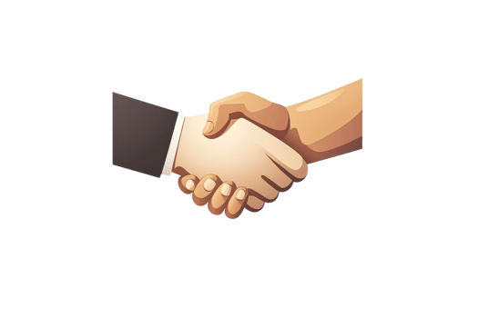 Illustration of a business handshake between two hands symbolizing partnership, agreement, collaboration, and mutual understanding. png